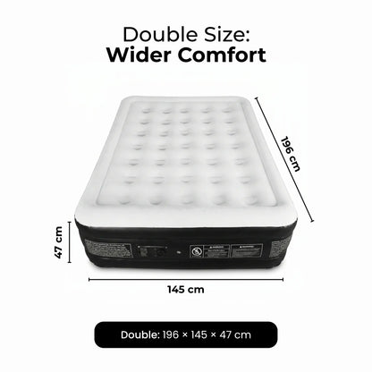 Premium Inflatable Air Bed with Built-In Electric Pump – Ultra Comfort Raised Air Mattress for Guests, Home & Camping, Quick Self-Inflating Blow Up Bed with Carry Bag