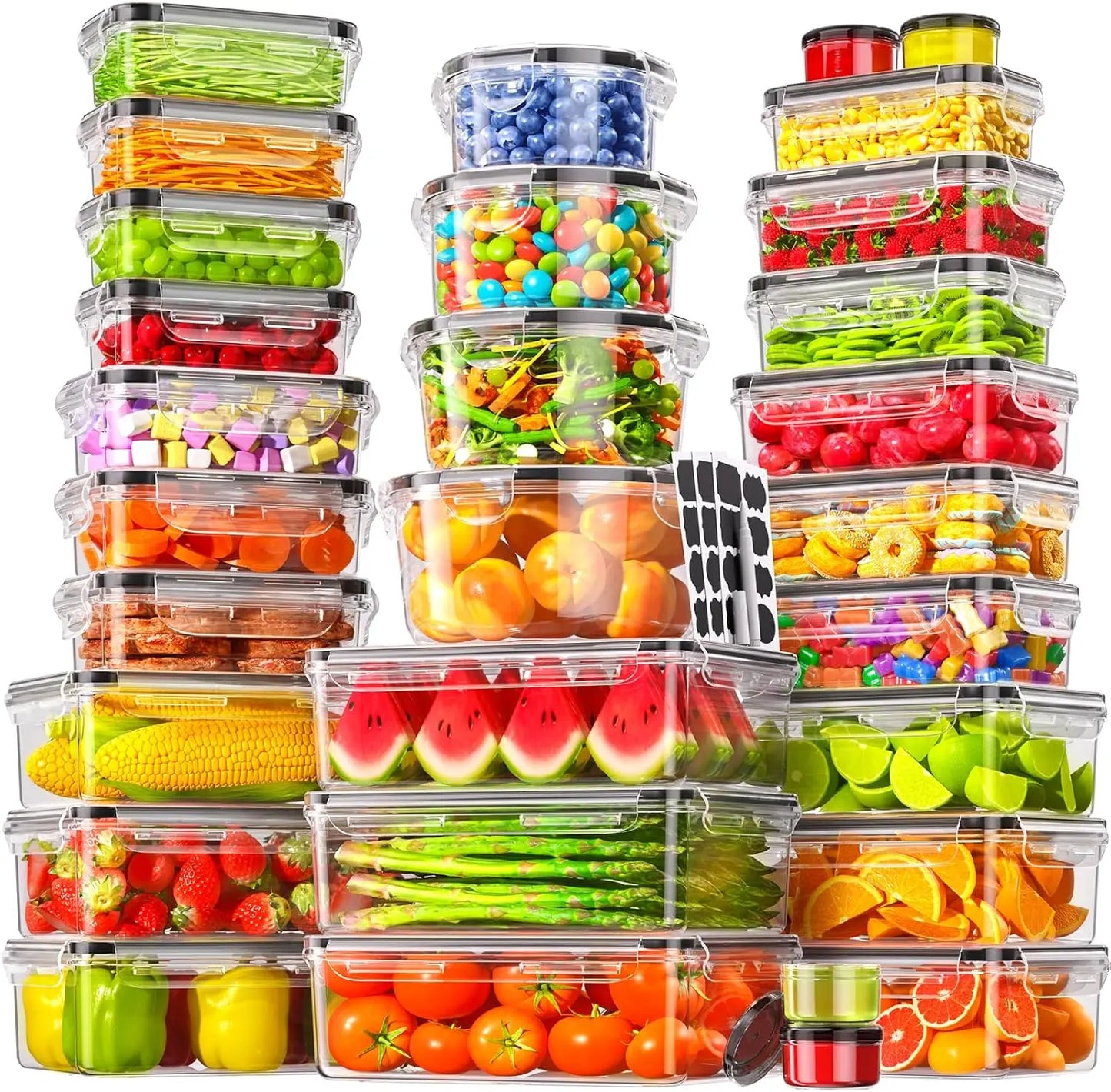 50PCS Premium Airtight Food Storage Container Set – BPA-Free Leak-Proof Kitchen Organizer Boxes with Silicone Lids, Stackable Reusable Containers for Fresh Food & Meal Prep