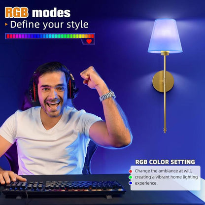 Wiederaufladbare kabellose LED-Wandlampen mit Fernbedienung – Keine Verkabelung, batteriebetriebene Wandleuchten, dimmbare RGB-Mehrfarbige Leuchtmittel für Schlafzimmer, Wohnzimmer & Flur