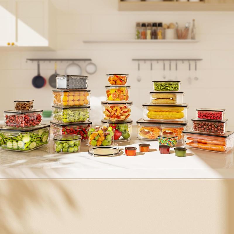 50PCS Premium Airtight Food Storage Container Set – BPA-Free Leak-Proof Kitchen Organizer Boxes with Silicone Lids, Stackable Reusable Containers for Fresh Food & Meal Prep
