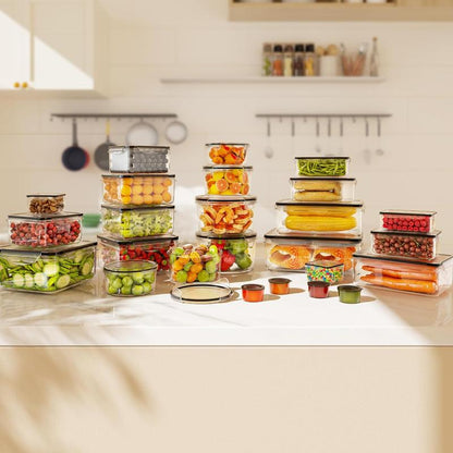 50PCS Premium Airtight Food Storage Container Set – BPA-Free Leak-Proof Kitchen Organizer Boxes with Silicone Lids, Stackable Reusable Containers for Fresh Food & Meal Prep
