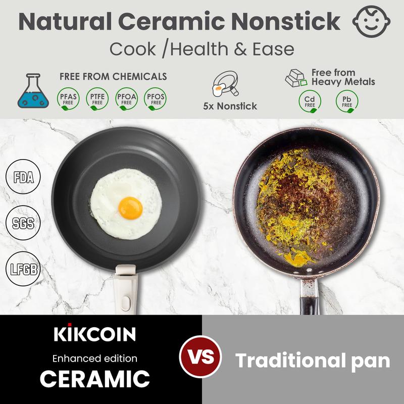 22pcs Premium Ceramic Cookware Set – Healthy PFOA-Free Non-Stick Pots & Pans with Detachable Handle