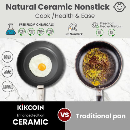 22pcs Premium Ceramic Cookware Set – Healthy PFOA-Free Non-Stick Pots & Pans with Detachable Handle
