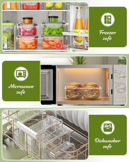 50PCS Premium Airtight Food Storage Container Set – BPA-Free Leak-Proof Kitchen Organizer Boxes with Silicone Lids, Stackable Reusable Containers for Fresh Food & Meal Prep
