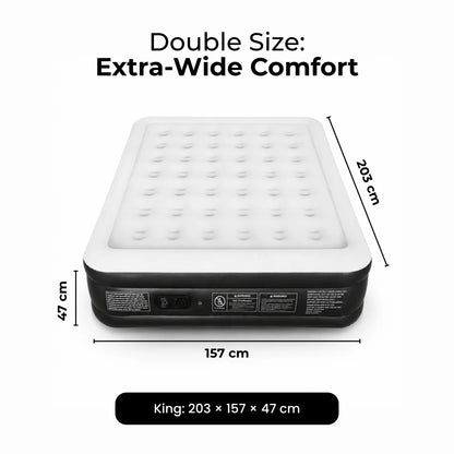 Premium Inflatable Air Bed with Built-In Electric Pump – Ultra Comfort Raised Air Mattress for Guests, Home & Camping, Quick Self-Inflating Blow Up Bed with Carry Bag