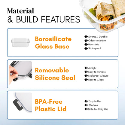 Premium Glass Food Storage Containers Set of 10 – BPA-Free Meal Prep Boxes with Airtight Leakproof Lids – Oven, Microwave, Freezer & Dishwasher Safe
