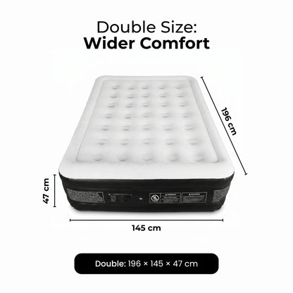Premium Inflatable Air Bed with Built-In Electric Pump – Ultra Comfort Raised Air Mattress for Guests, Home & Camping, Quick Self-Inflating Blow Up Bed with Carry Bag