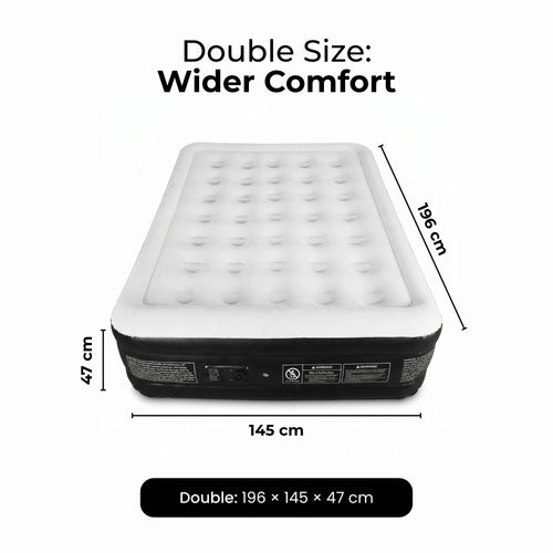 Premium Inflatable Air Bed with Built-In Electric Pump – Ultra Comfort Raised Air Mattress for Guests, Home & Camping, Quick Self-Inflating Blow Up Bed with Carry Bag