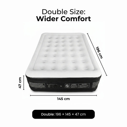 Premium aufblasbares Luftbett mit integrierter elektrischer Pumpe – Ultra-komfortable erhöhte Luftmatratze für Gäste, Zuhause & Camping, schnell selbstaufblasbares Gästebett mit Tragetasche